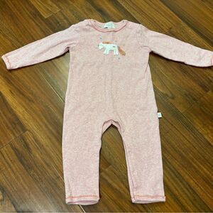 Albetta pink crochet unicorn long sleeve onesie jumpsuit